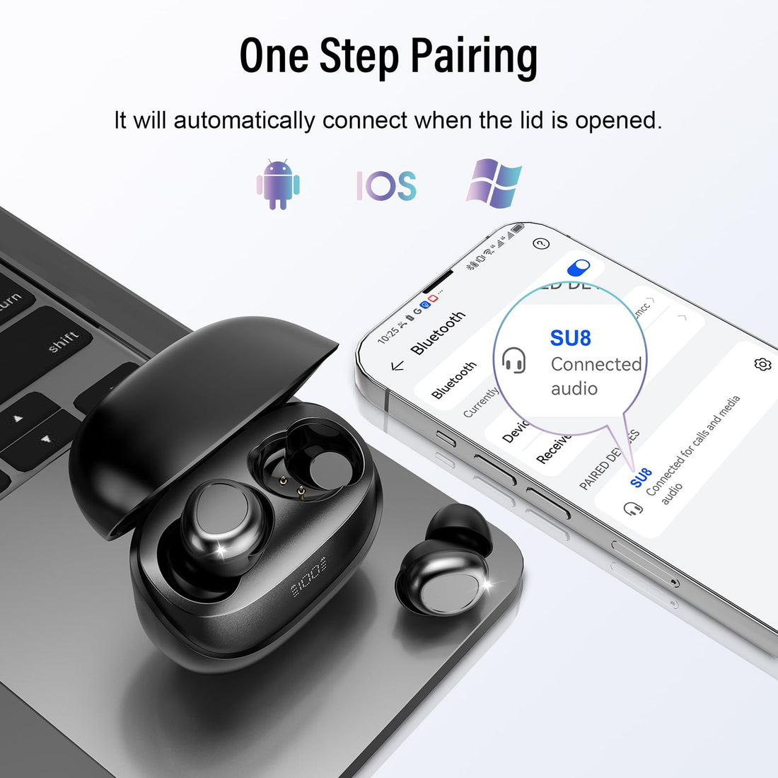 DUSONLAP Sleep Earbuds Bluetooth 5.4 in Ear Light-Weight Headphones, Mini Sleep Headphones Small Design for Side Sleepers, 47H Playtime with Charging Case, Clear Calls Earphones, Mysterious Black