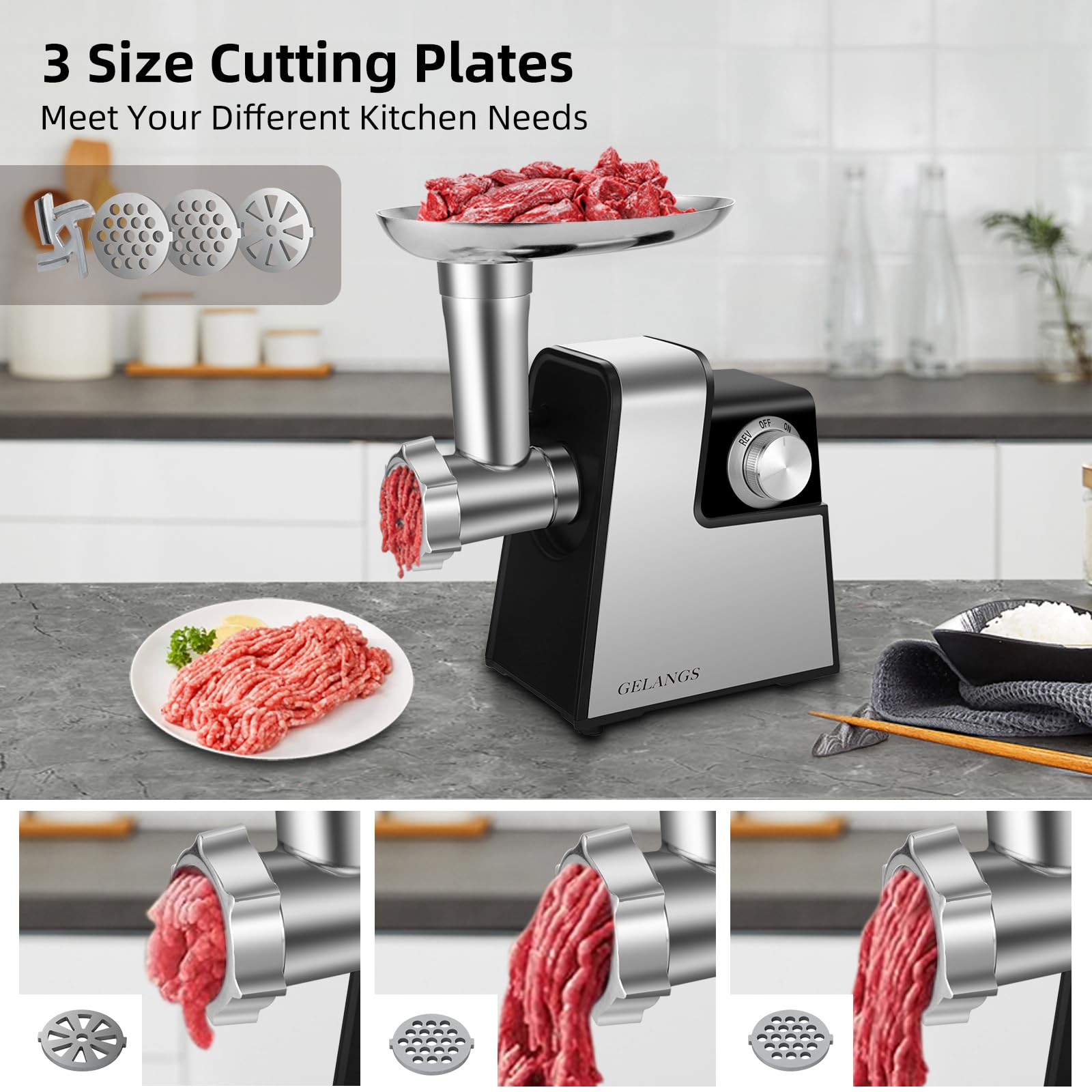 Electric Meat Grinder，350W(2800W Max) Sausage Stuffer Maker with Sausage Stuffer Tubes &amp; Kubbe Kit，Food Grinder with Blade &amp; 3 Plates For Home Kitchen Use