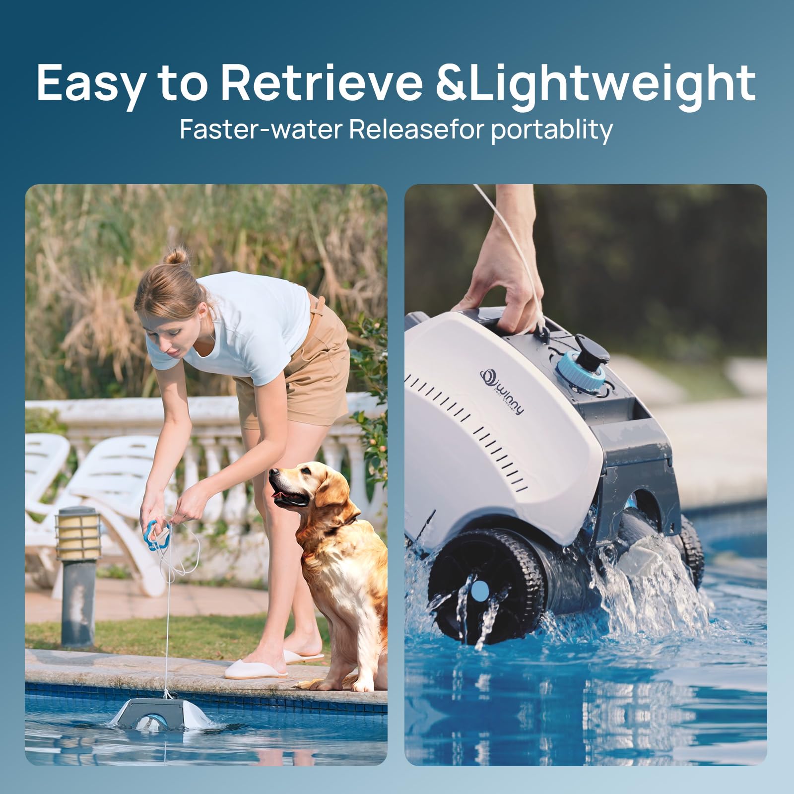 Cordless Robotic Pool Vacuum, Above Ground Pool Vacuum,Powerful Suction&amp;130mins Running Time,6600mAh Battery, Ideal for Flat Above Pools Up to 1300 Sq.ft