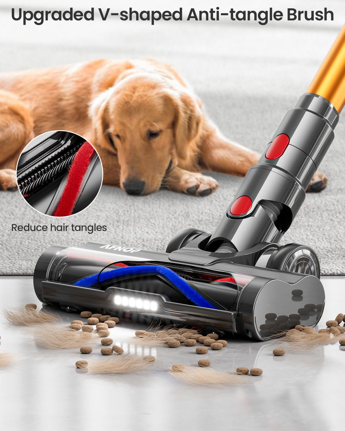 Cordless Vacuum Cleaner, 45Kpa 550W 65Mins Vacuum Cleaners for Home, Stick Vacuum with LED Touch Screen, Anti-tangle Wireless Vacuum, Rechargeable Cordless Vacuum for Pet Hair, Carpet, Hardwood Floor