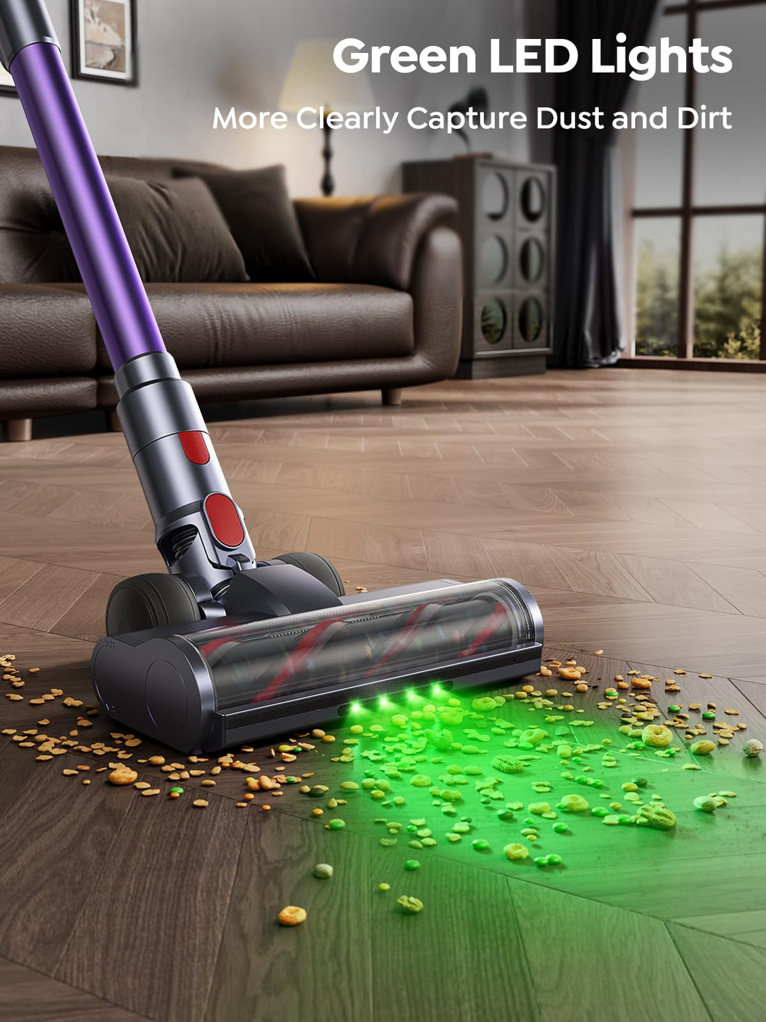 Cordless Vacuum Cleaner, 550W 45KPA 60 Mins Runtime Vacuum Cleaners for Home, Stick Vacuum with Self-Standing, Wall Mount Charging and Intelligent Auto Mode, Handheld Vacuum for Pet Hair/Carpet/Floor