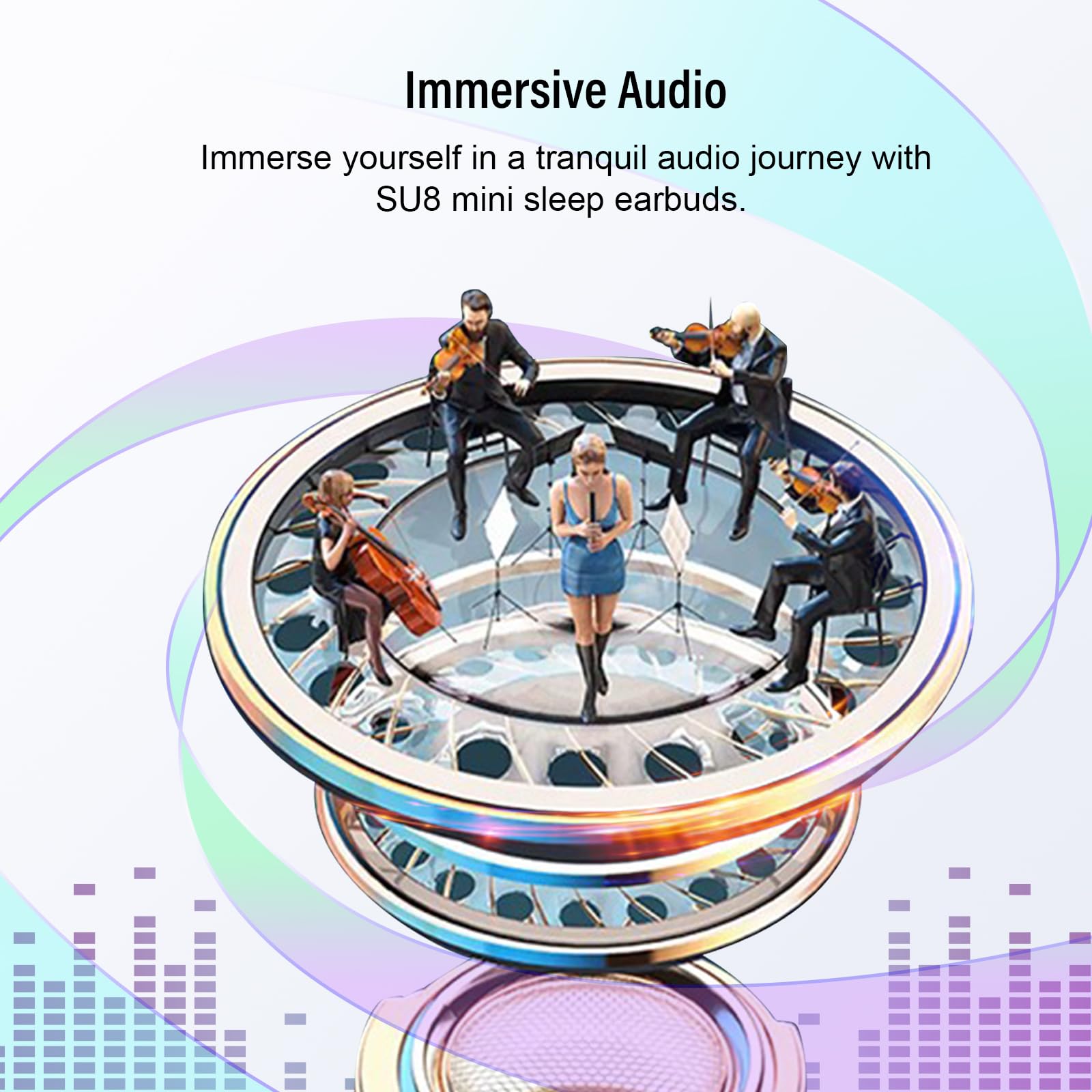 DUSONLAP Sleep Earbuds Bluetooth 5.4 in Ear Light-Weight Headphones, Mini Sleep Headphones Small Design for Side Sleepers, 47H Playtime with Charging Case, Clear Calls Earphones, Mysterious Black