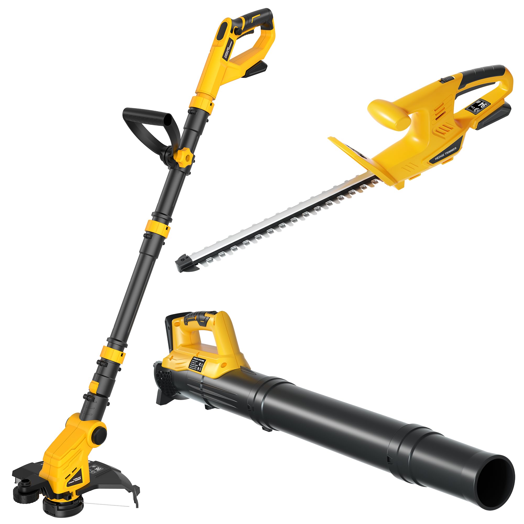 Cordless Hedge Trimmer+String Trimmer+Leaf Blower Combo Compatible with Dewalt 20v Max Battery(Tool Only), Cordless Weed Wacker &amp; Shrub/Bush Trimmer &amp; Electric Leaf Blowers for Lawn Care, Garden, Yard