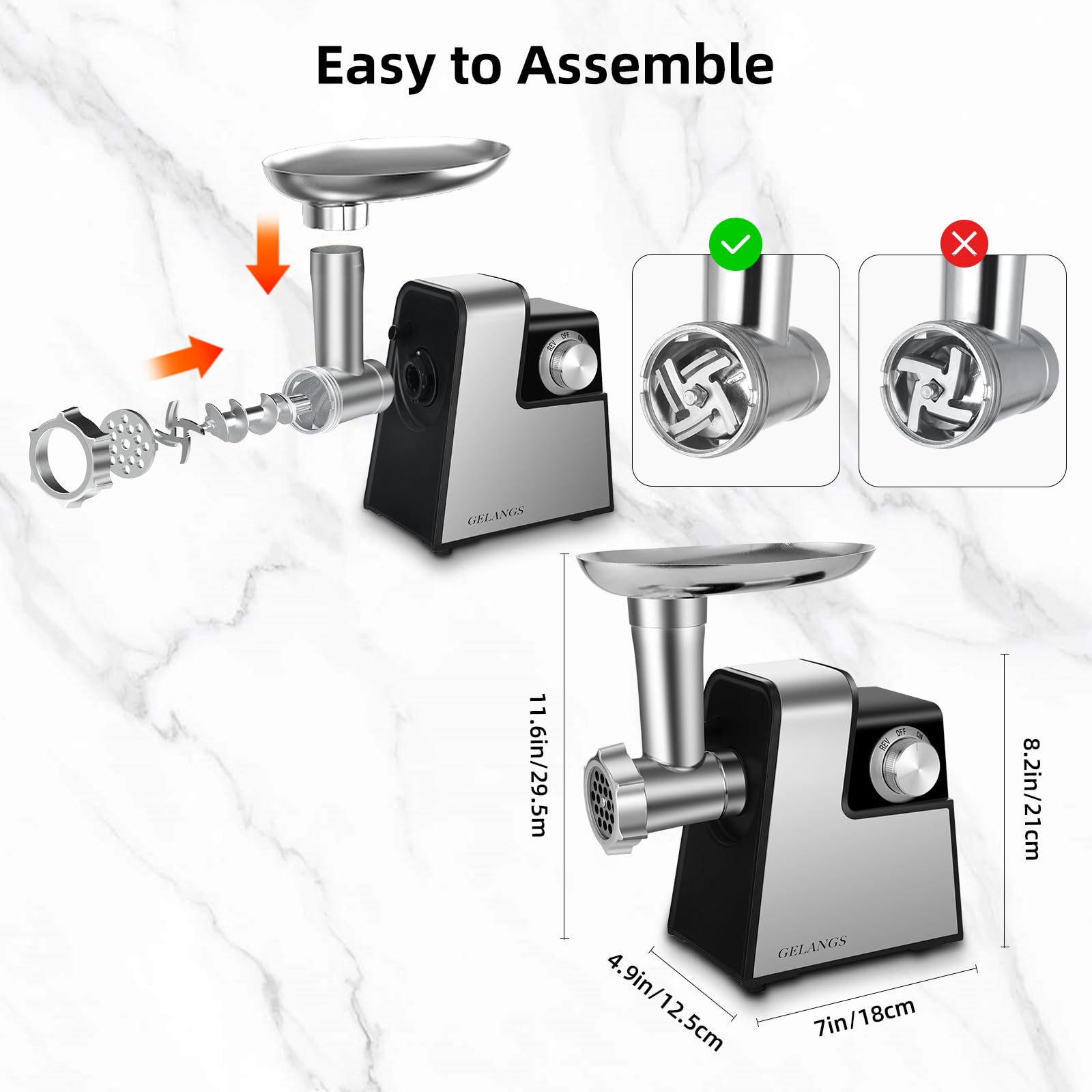 Electric Meat Grinder，350W(2800W Max) Sausage Stuffer Maker with Sausage Stuffer Tubes &amp; Kubbe Kit，Food Grinder with Blade &amp; 3 Plates For Home Kitchen Use