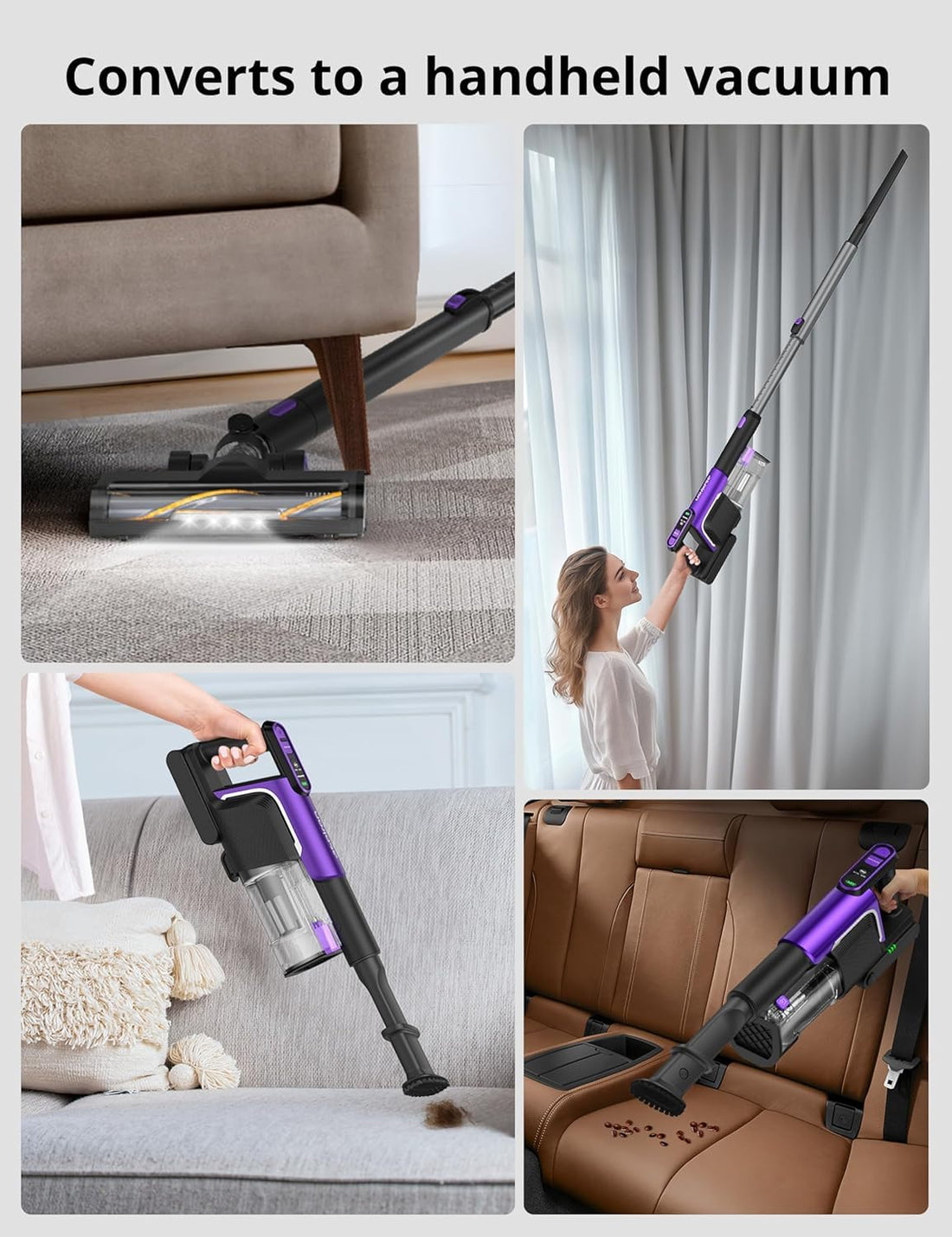 Cordless Vacuum Cleaner, 550w 45kpa Vacuum Cleaners for Home, Stick Vacuum with Led Screen Sustainable Charging，Max 60 Mins, Vacuum Cleaner with Charging Station, for Multiple Floor, Carpet, Pet Hair