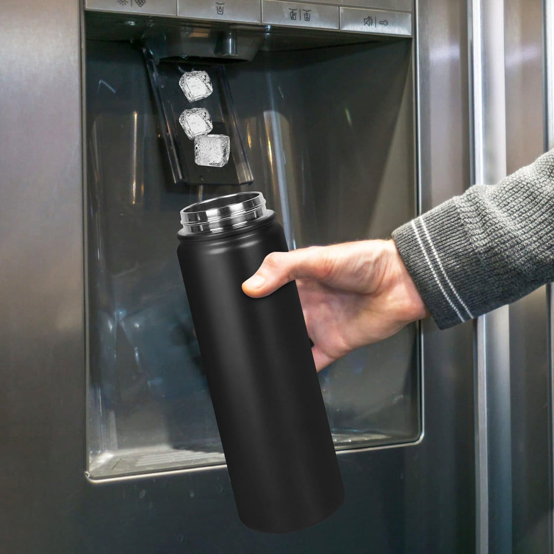 ERTOOE 24 oz Insulated Water Bottle with Straw, Stainless Steel Double Wall Vacuum Thermos with Straw Lid Leak Proof, Wide Mouth Lid, Keep Cold and Hot…