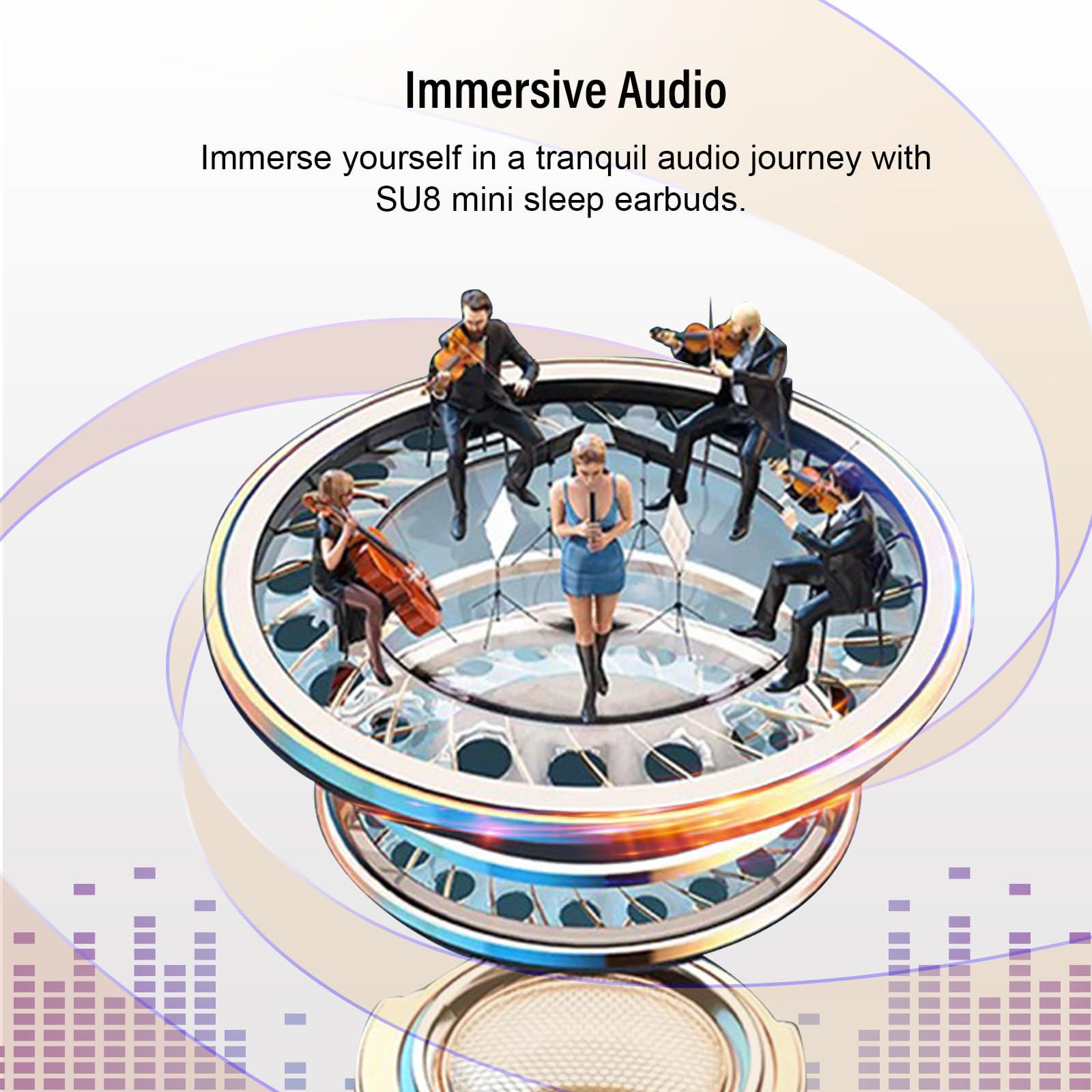 DUSONLAP Sleep Earbuds Bluetooth 5.4 in Ear Light-Weight Headphones, Mini Sleep Headphones Small Design for Side Sleepers, 47H Playtime with Charging Case, Clear Calls Earphones, Warm White