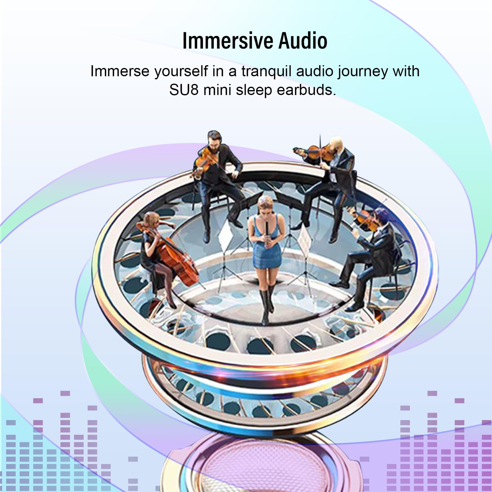 DUSONLAP Sleep Earbuds Bluetooth 5.4 in Ear Light-Weight Headphones, Mini Sleep Headphones Small Design for Side Sleepers, 47H Playtime with Charging Case, Clear Calls Earphones, Gray Blue