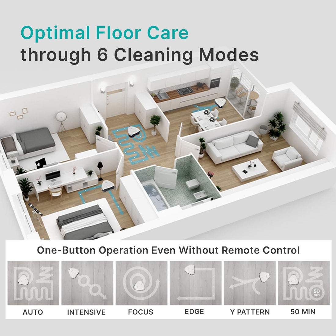 EVERYBOT Three-Spin Robot Mop - Ultra Quiet Smart Mopping Robot Cleaner Only | Powerful Stylish 3 Spin Wet Mop for Hard Floor &amp; Tile Cleaning with Remote Control | Large Water Tank