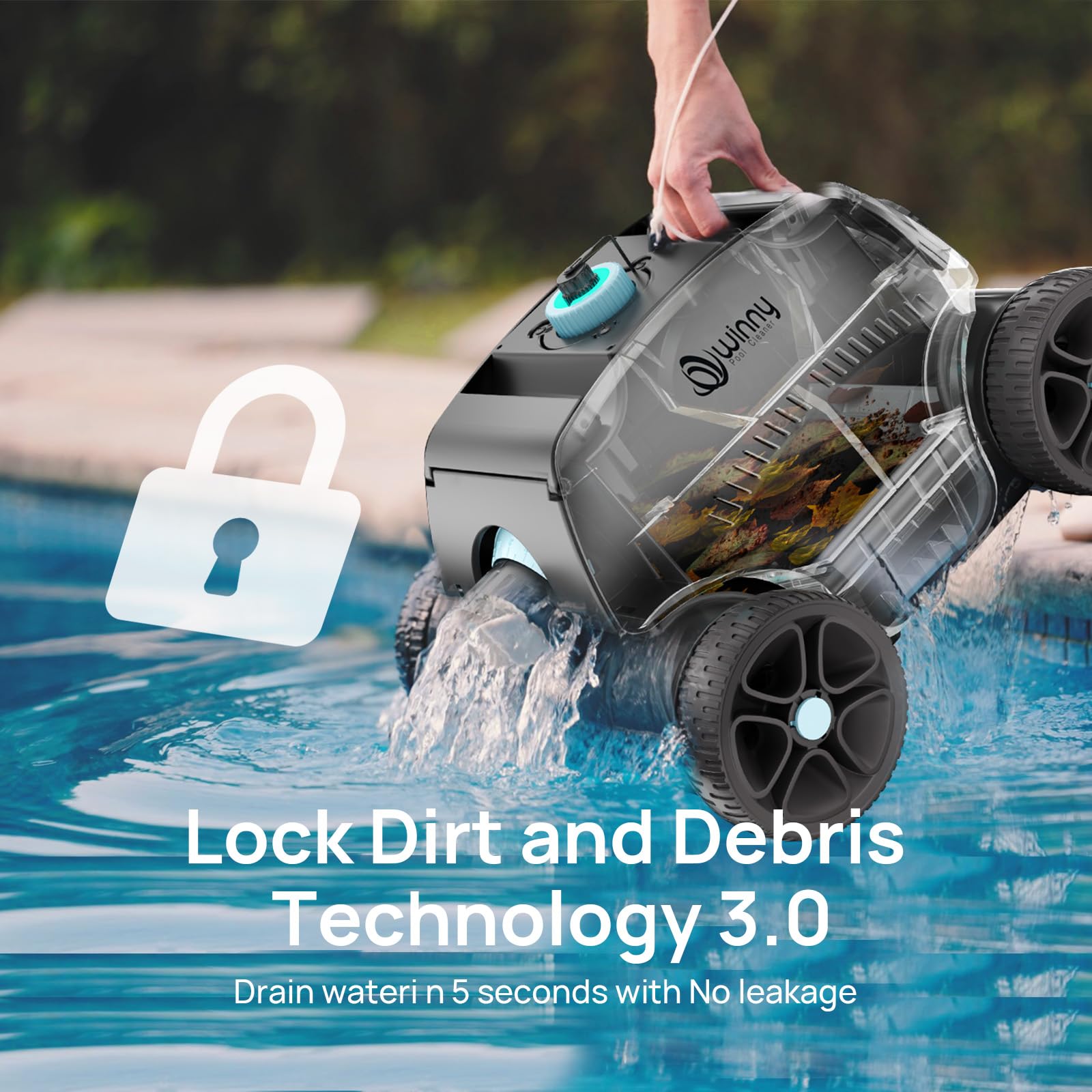 Cordless Robotic Pool Vacuum, Above Ground Pool Vacuum,Powerful Suction&amp;130mins Running Time,6600mAh Battery, Ideal for Flat Above Pools Up to 1300 Sq.ft
