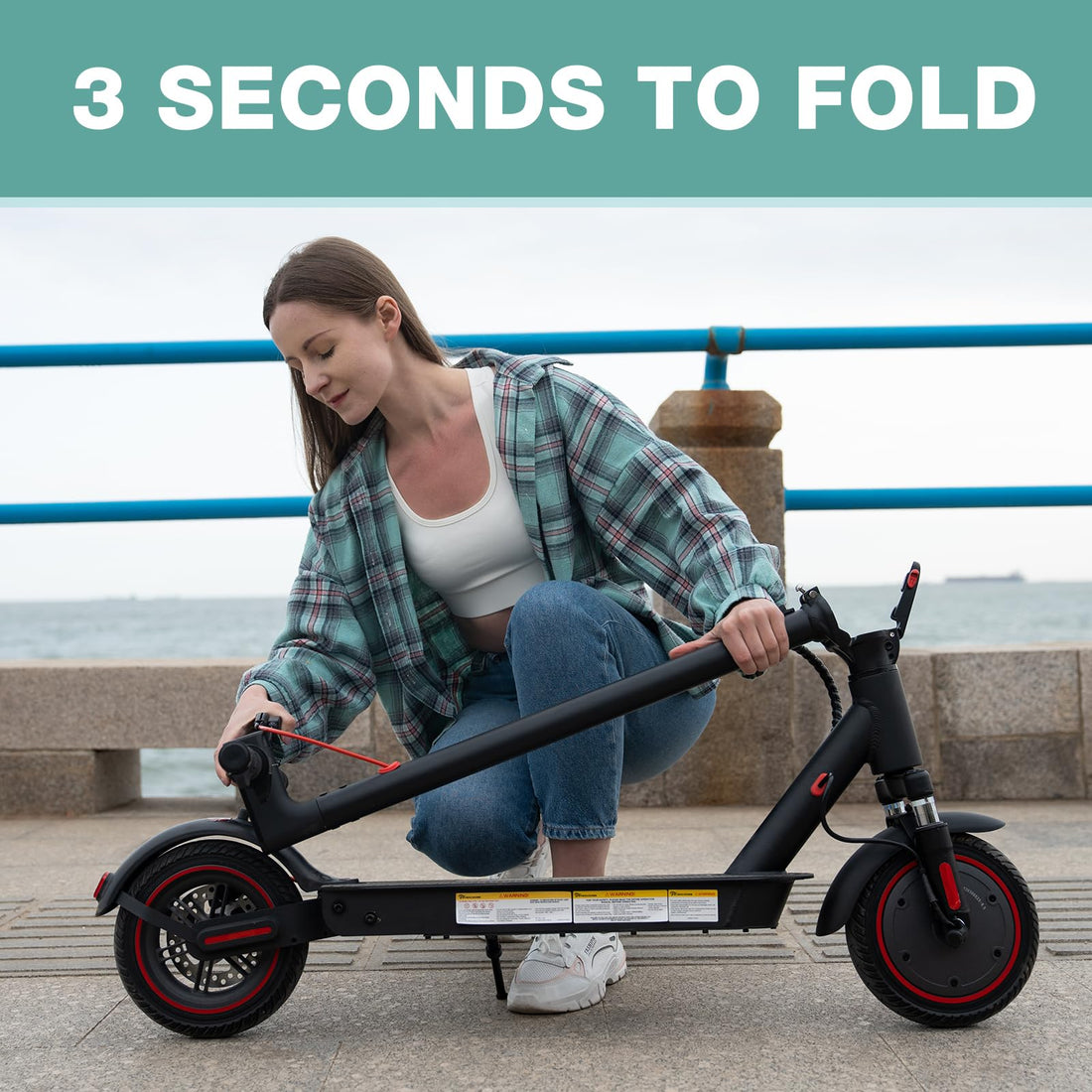 EVERCROSS Electric Scooter, 350W Electric Scooter Adults, Up to 19 MPH &amp; 19 Miles E-Scooter, 8.5'' Solid Tires Lightweight Folding Electric Scooter for Adults with APP Control, Black Red, EV85F PRO