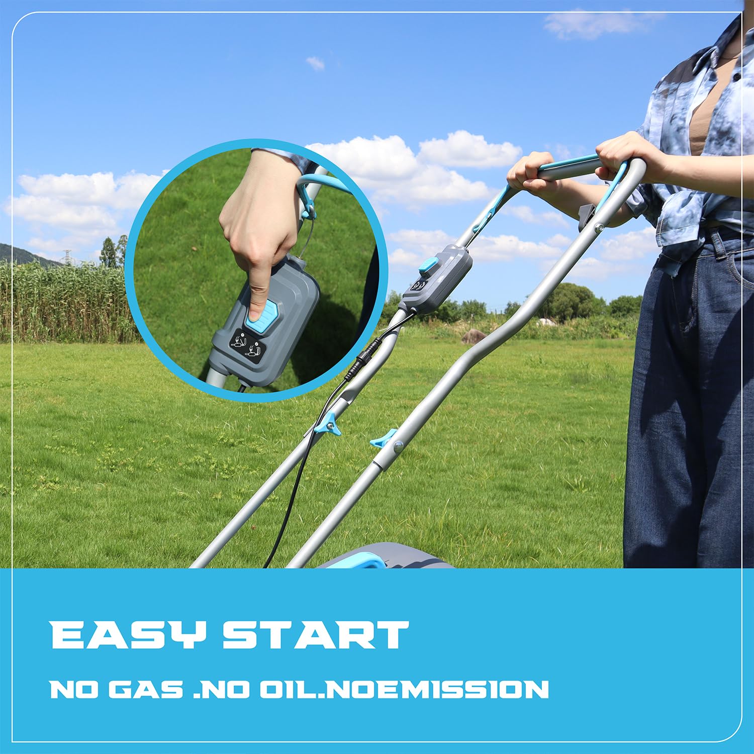 Cordless Lawn Mowers, 15 Inch Lightweight Lawn Mower, 40V Lithium-ion Lawnmower w/Brushless Motor, 5 Cutting Heights Adjustable -Low Noise 2 in 1 Push Mower