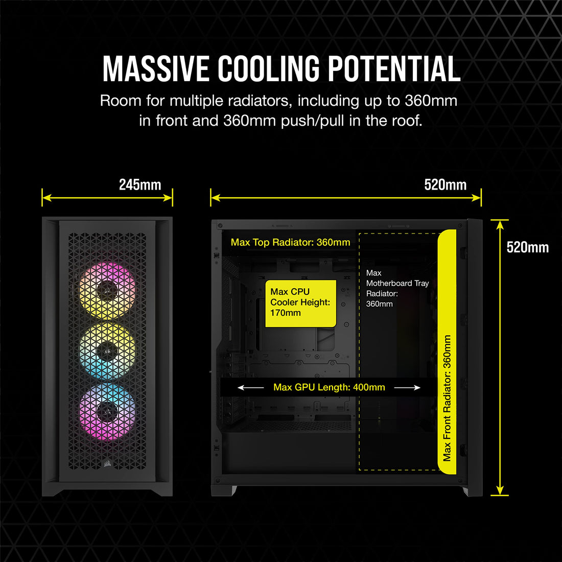 Corsair 5000D RGB Mid-Tower Case - 3X AF120 RGB Fans - Lighting Node PRO - High-Airflow Design - RapidRoute Cable Management - Black