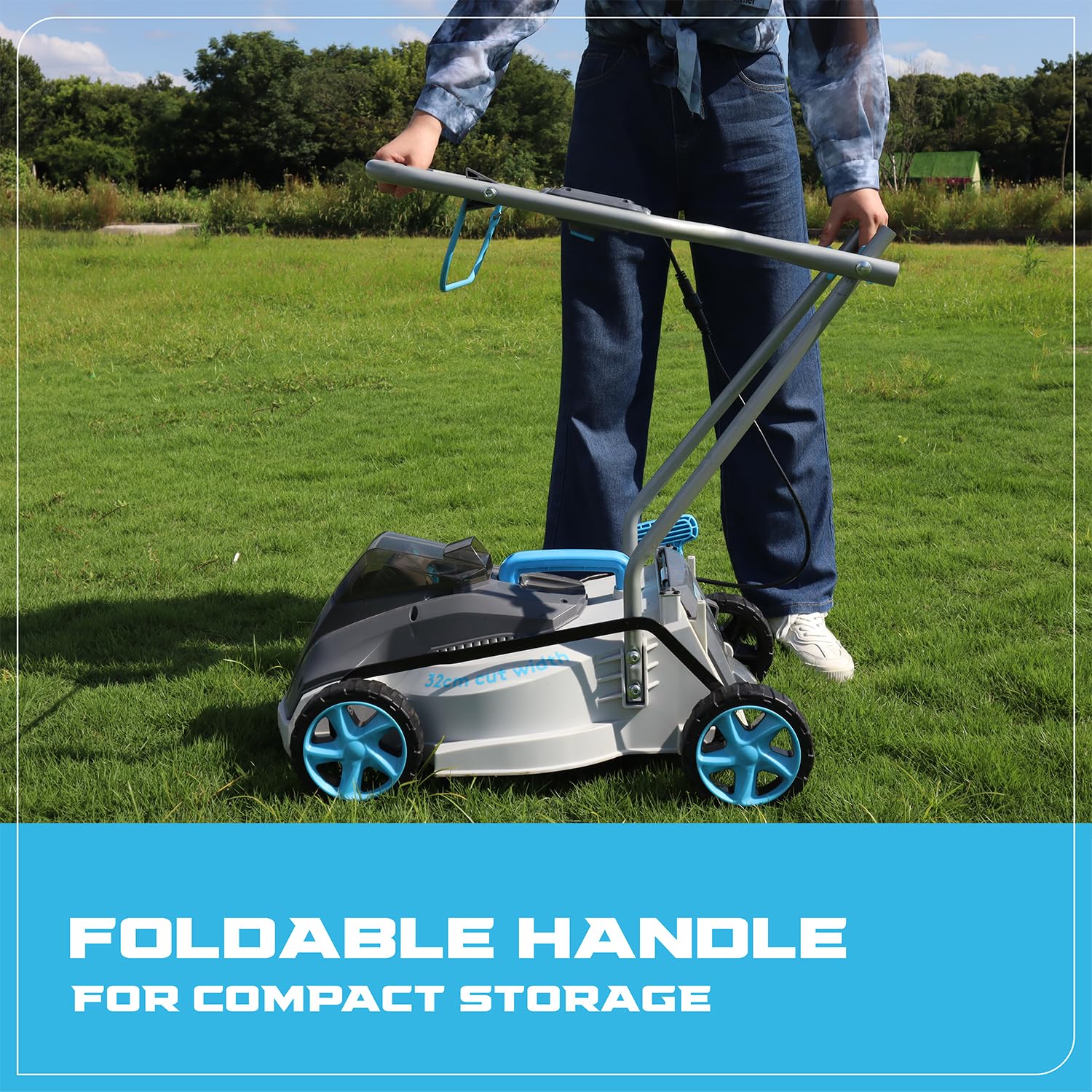 Cordless Lawn Mowers, 15 Inch Lightweight Lawn Mower, 40V Lithium-ion Lawnmower w/Brushless Motor, 5 Cutting Heights Adjustable -Low Noise 2 in 1 Push Mower