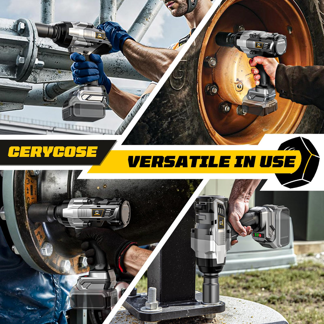 Cordless Impact Wrench 3/4 inch for Dewalt 20V Battery, 1850ft-lbs (2500N.m) Brushless Electric Impact Gun, High Torque Impact Driver, Bare Tool Only, for Heavy-Duty Automotive &amp; Industrial Tasks