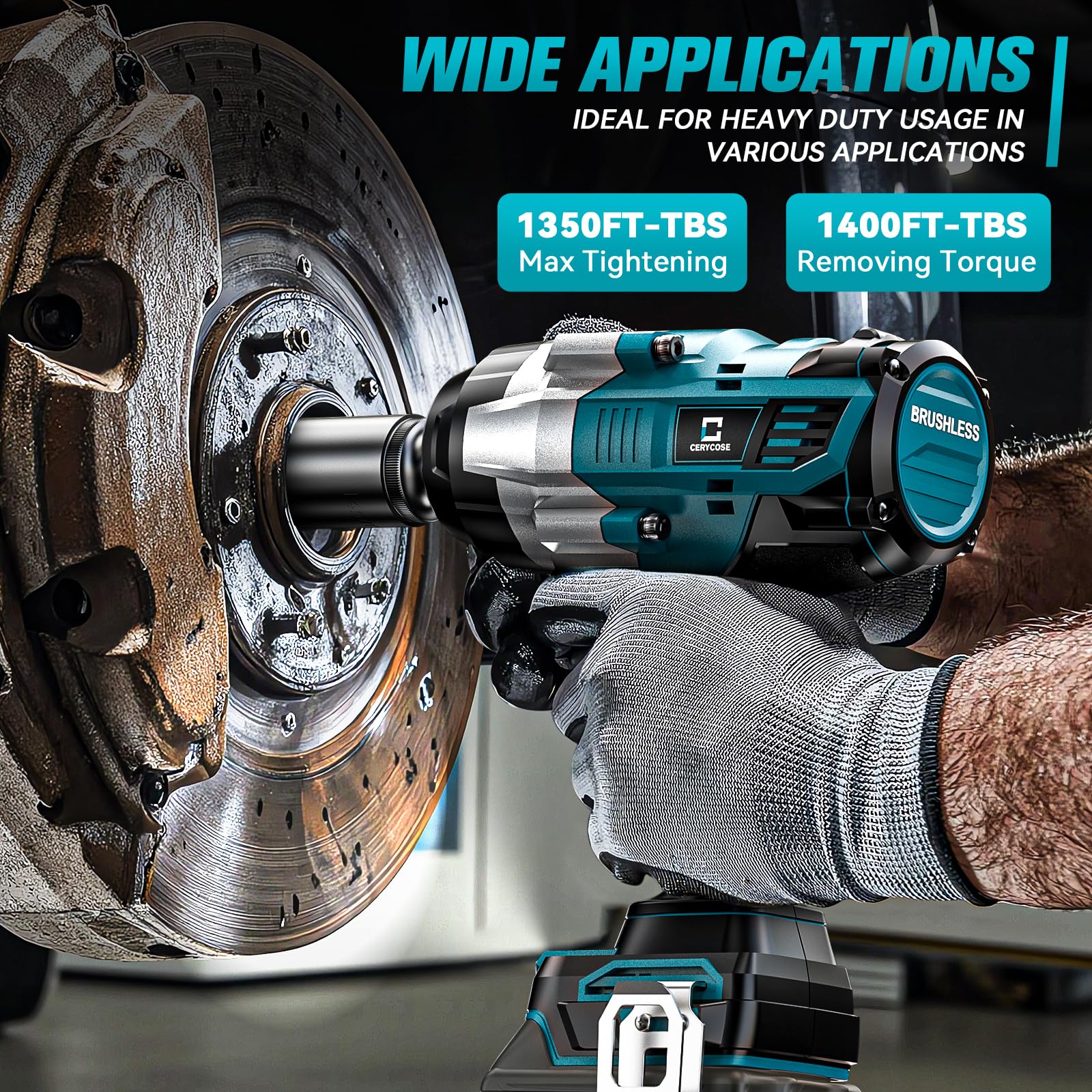 Cordless Impact Wrench 1/2 inch for Makita Battery: 1400FT-LBS High Torque Impact Wrench Heavy Duty Tool - Brushless Electric Impact Gun Includes LED Work Light - Bare Tool Only - No Battery