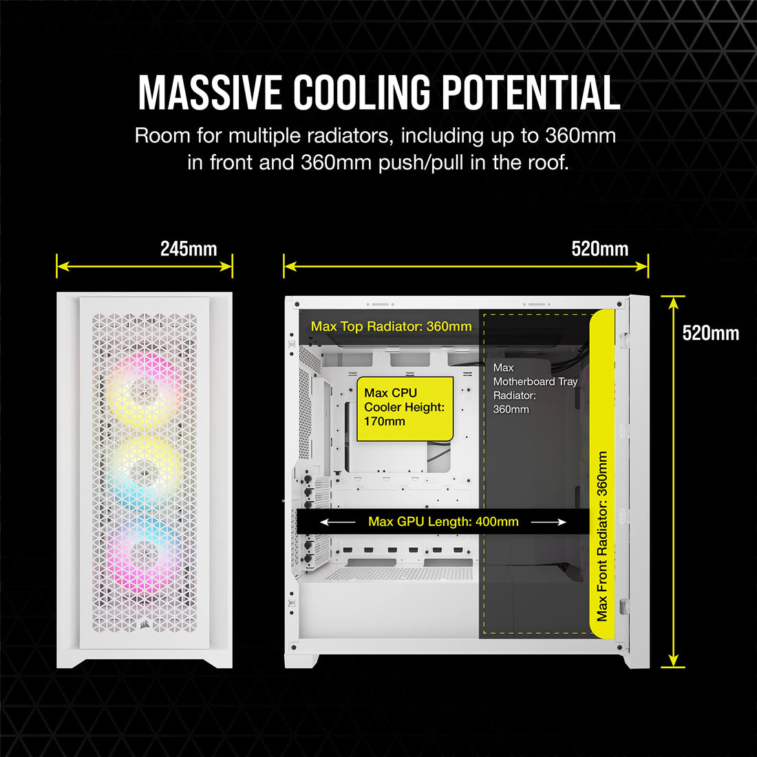 Corsair 5000D Airflow Mid-Tower Case - 3 RGB Fans - Lighting Controller - High-Airflow Design - RapidRoute Cable Management - True White