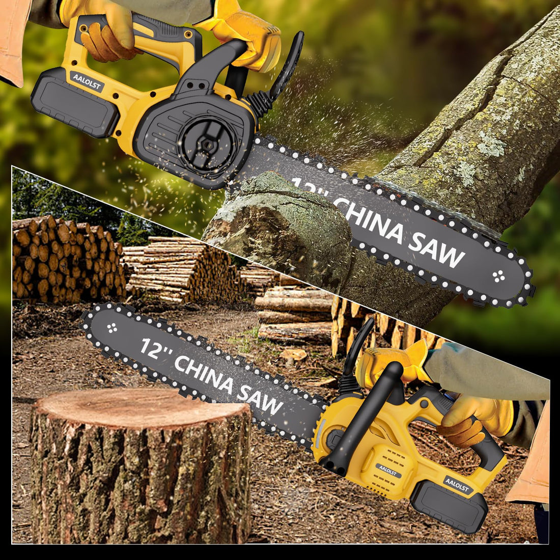 Cordless Chainsaw for DeWalt 20v Battery,12" Chain Saw Oil Lubrication System with Security Lock, Handheld Electric Chainsaw for Wood Cutting,Tree Trimming Branches(Battery Not Included)
