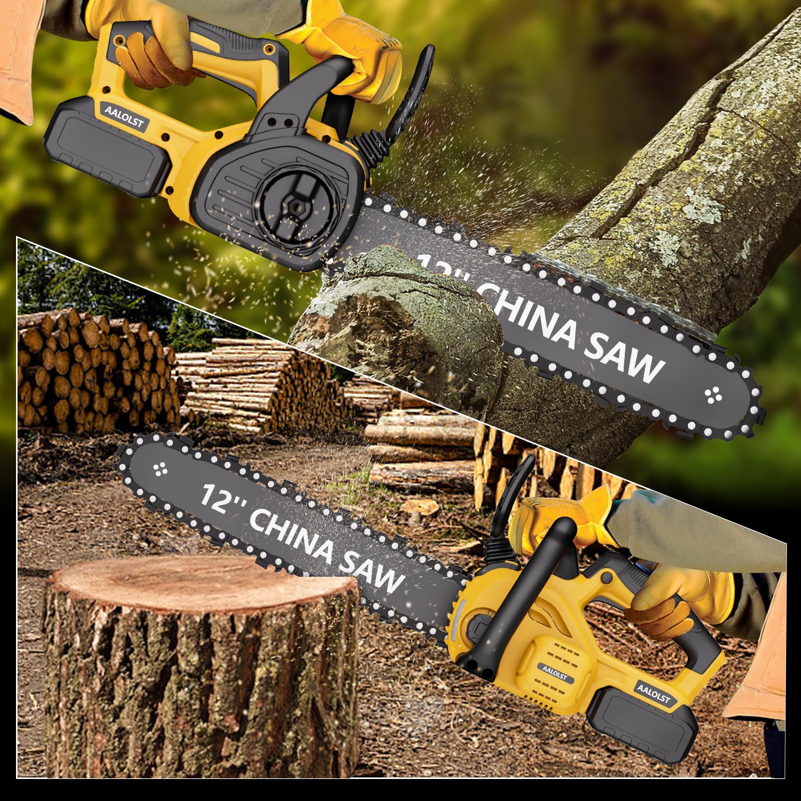Cordless Chainsaw for DeWalt 20v Battery,12" Chain Saw Oil Lubrication System with Security Lock, Handheld Electric Chainsaw for Wood Cutting,Tree Trimming Branches(Battery Not Included)