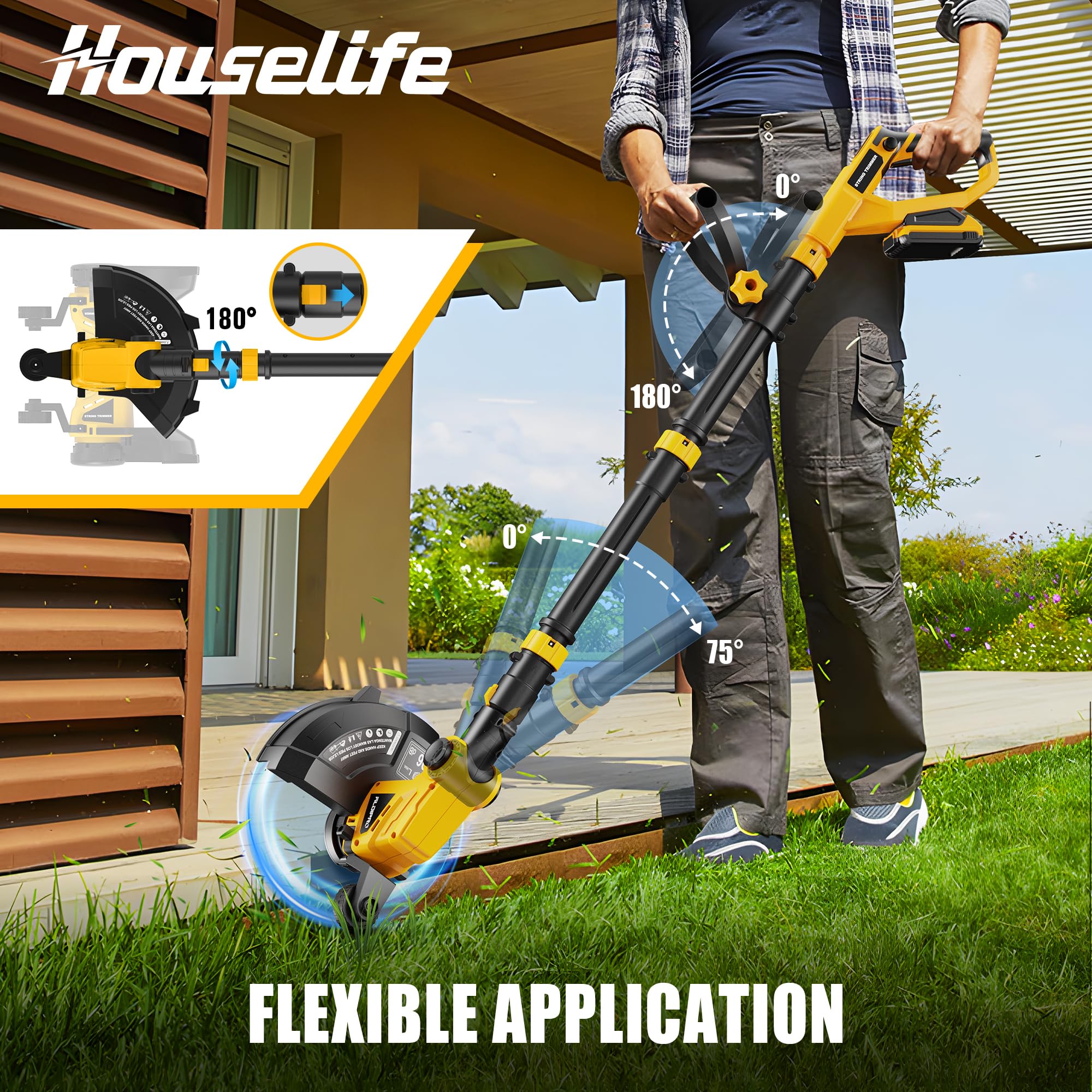Cordless Hedge Trimmer+String Trimmer+Leaf Blower Combo Compatible with Dewalt 20v Max Battery(Tool Only), Cordless Weed Wacker &amp; Shrub/Bush Trimmer &amp; Electric Leaf Blowers for Lawn Care, Garden, Yard