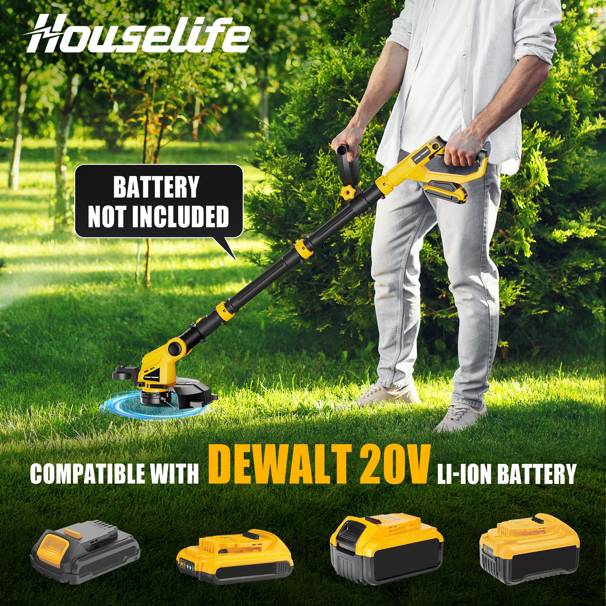 Cordless Hedge Trimmer+String Trimmer+Leaf Blower Combo Compatible with Dewalt 20v Max Battery(Tool Only), Cordless Weed Wacker &amp; Shrub/Bush Trimmer &amp; Electric Leaf Blowers for Lawn Care, Garden, Yard